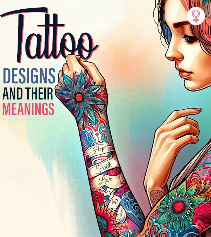 A woman with a vibrant sleeve tattoo