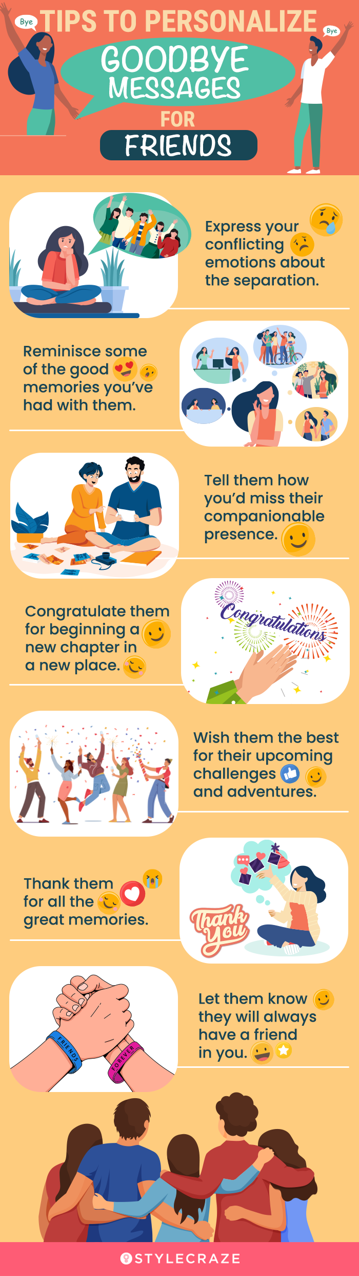 tips to personalize goodbye messages for friends (infographic)