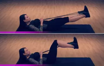 Tube band leg press exercise for a strong core