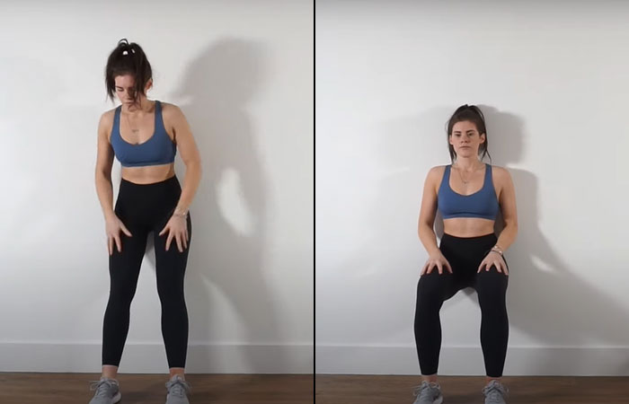 Wall sits quad exercise at home