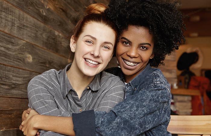 Two women in an interracial relationship