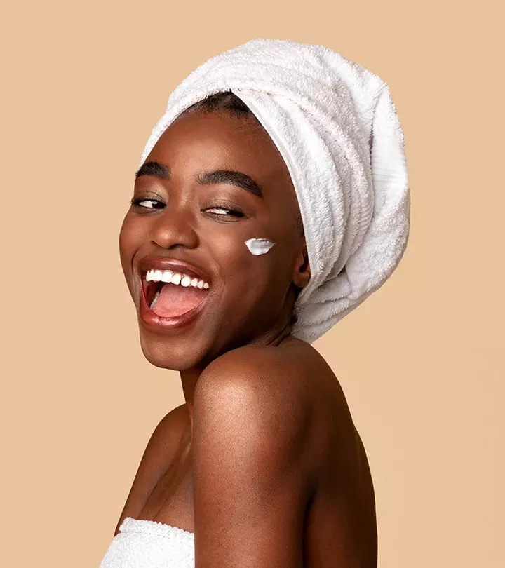 A woman having propylene glycol for skin