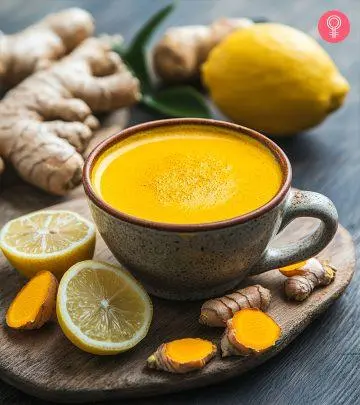 Turmeric and ginger tea on a plate