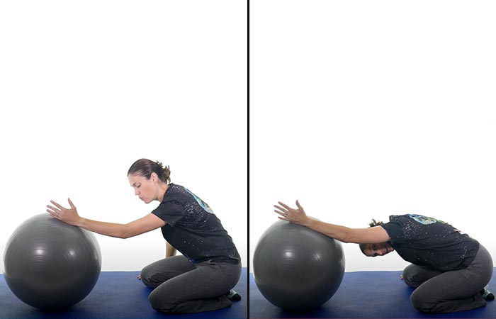 Swiss ball stretch exercise for frozen shoulder