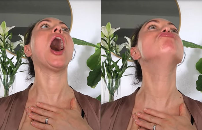 Kisses face neck tightening exercise