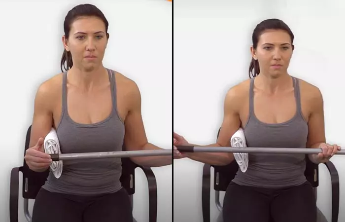 Assisted external rotation exercise for frozen shoulder