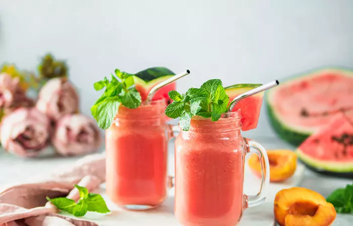 Watermelon peach smoothie for paleo diet