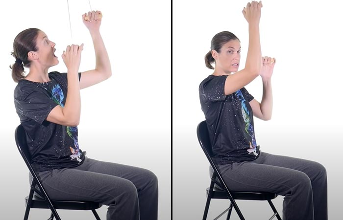 Pulley stretch exercise for frozen shoulder