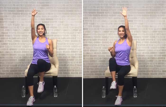 High knee and reach chair exercises for seniors