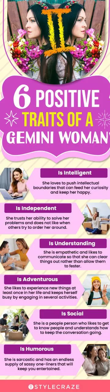 6 positive traits of a gemini woman (infographic)