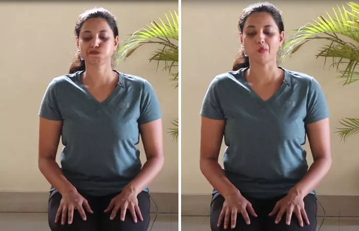 Gargling face yoga neck tightening exercise