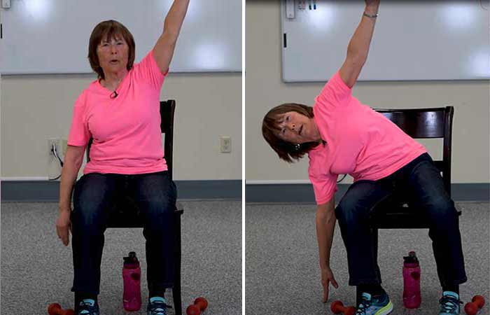Seated side bend chair exercises for seniors