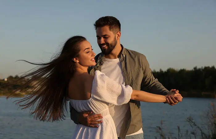 A cute couple dancing