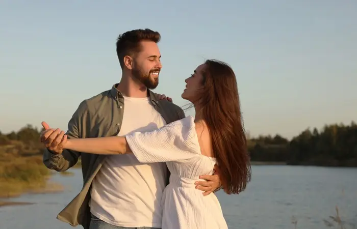 A cute couple dancing