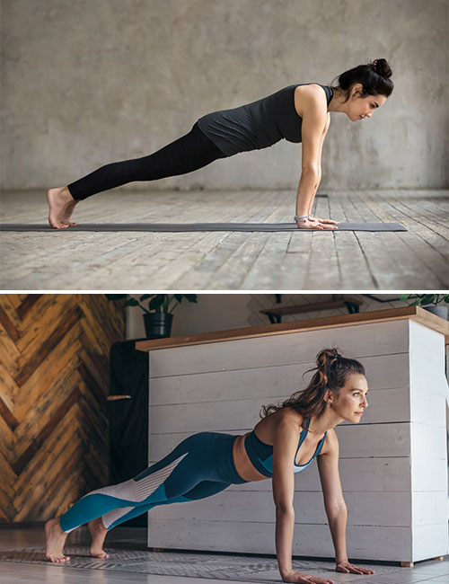 Woman performing plank up-downs