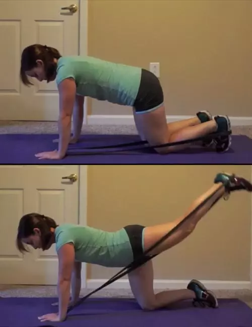 Band leg extension donkey kick exercise