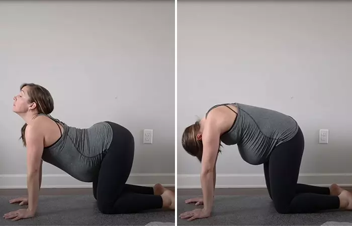 Cat and cow exercise to induce labor