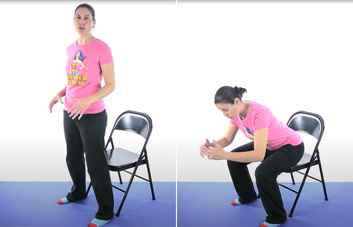 Chair squat exercise for osteoporosis