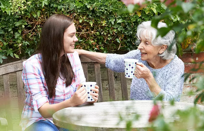 Girl asking comparison questions to her grandmother