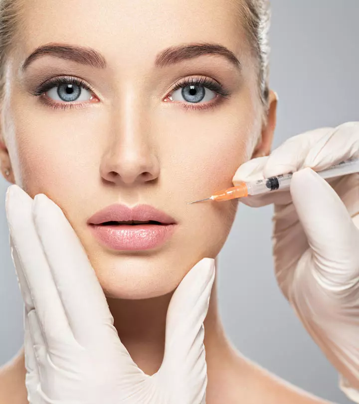 A girl getting preventative Botox treatment