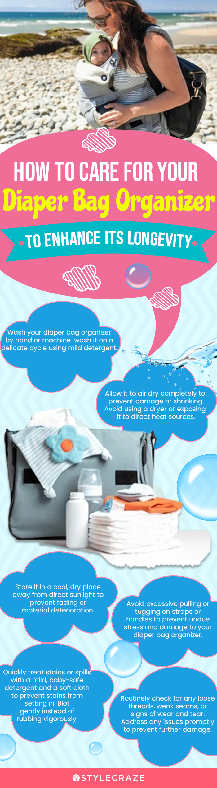 How To Care For Your Diaper Bag Organizer (infographic)