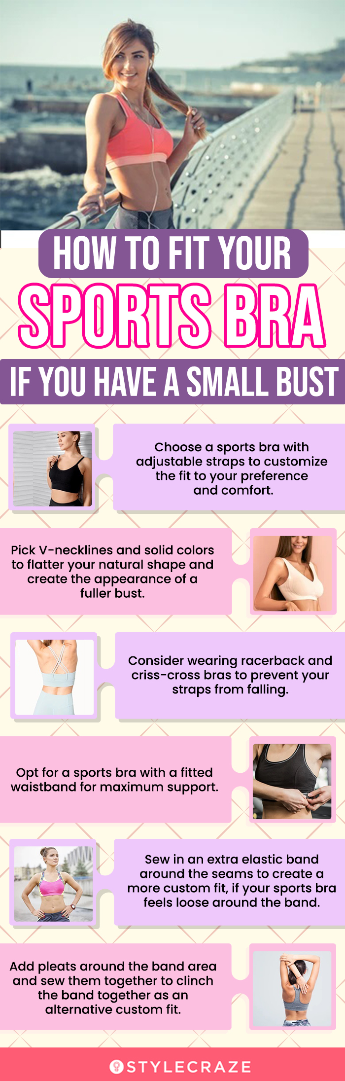 How To Fit Your Sports Bra If You Have A Small Bust (infographic)