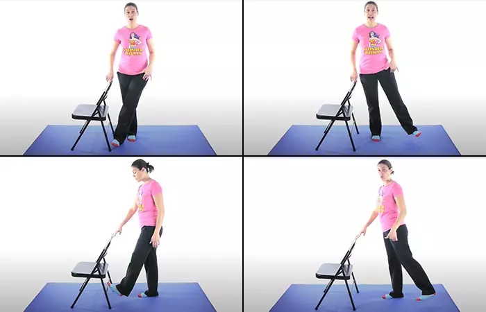 Leg swings balance exercise for osteoporosis