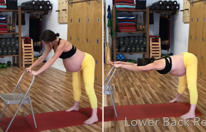 Lower back release exercise to induce labor