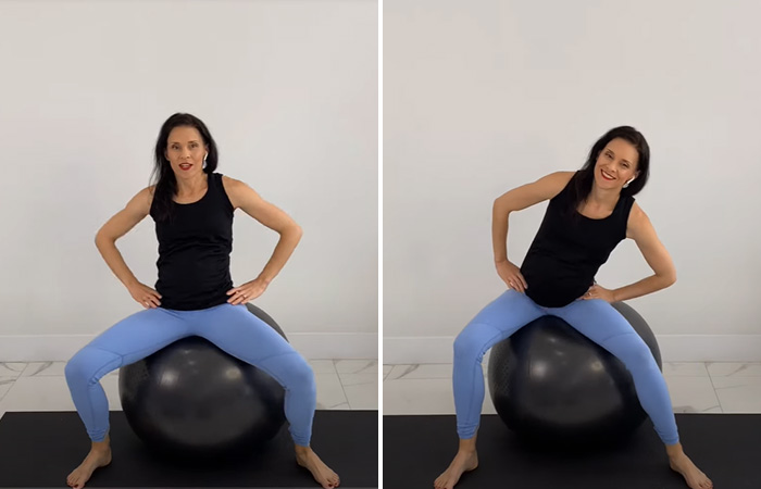 Pelvic circles exercise on a ball to induce labor