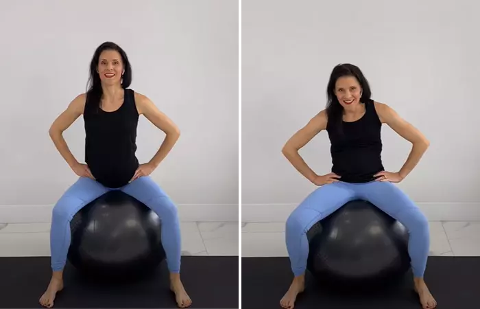 Pelvic tilts exercise on a ball to induce labor