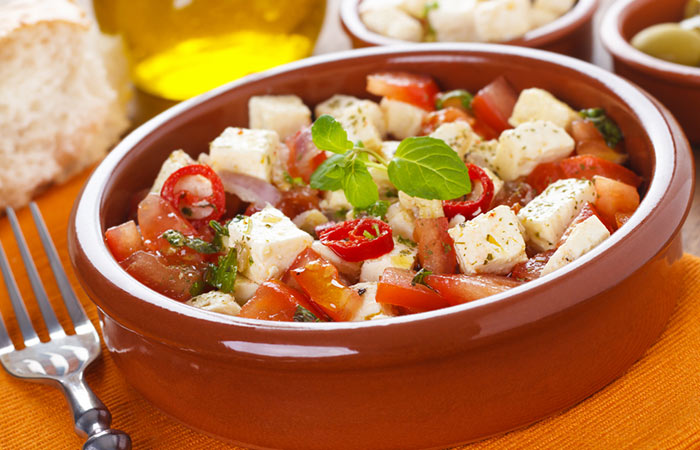 Tomato, basil, and feta salad