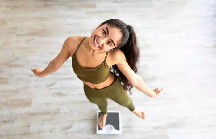 Woman happy with her weight loss 