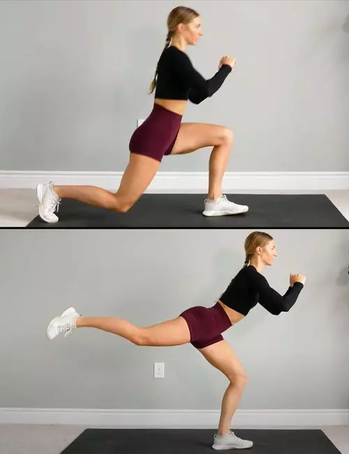 Reverse lunge kickback exercise