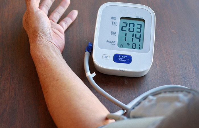 Person with increased blood pressure due to feta cheese