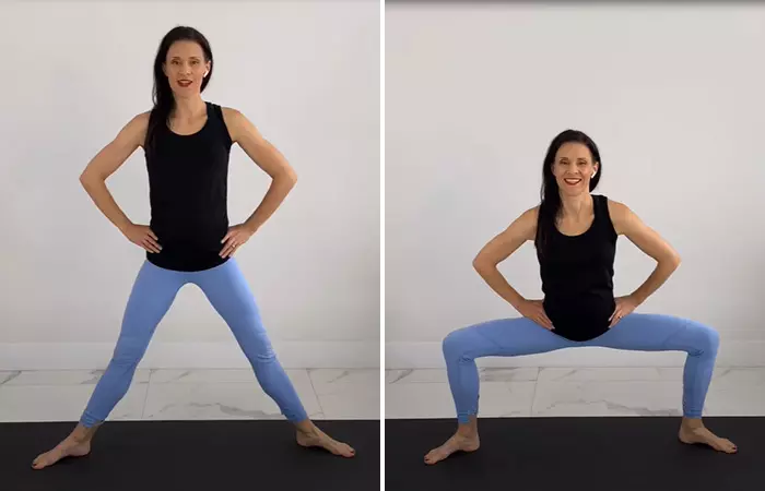 Sumo squat exercise to induce labor