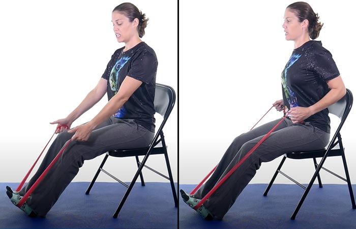 Therapy band row exercise for frozen shoulder