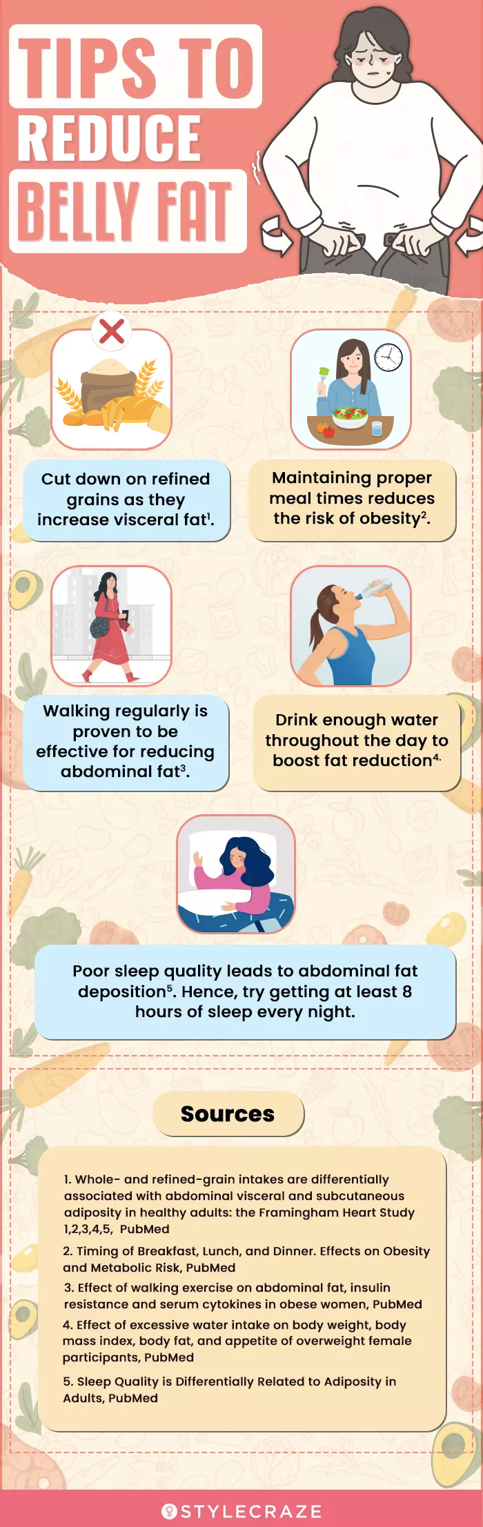 tips to reduce belly fat (infographic)