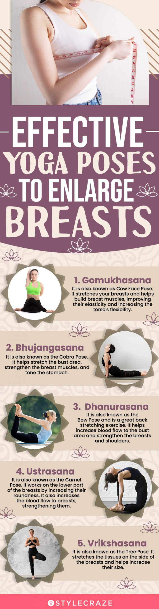 effective yoga poses to enlarge breasts (infographic)