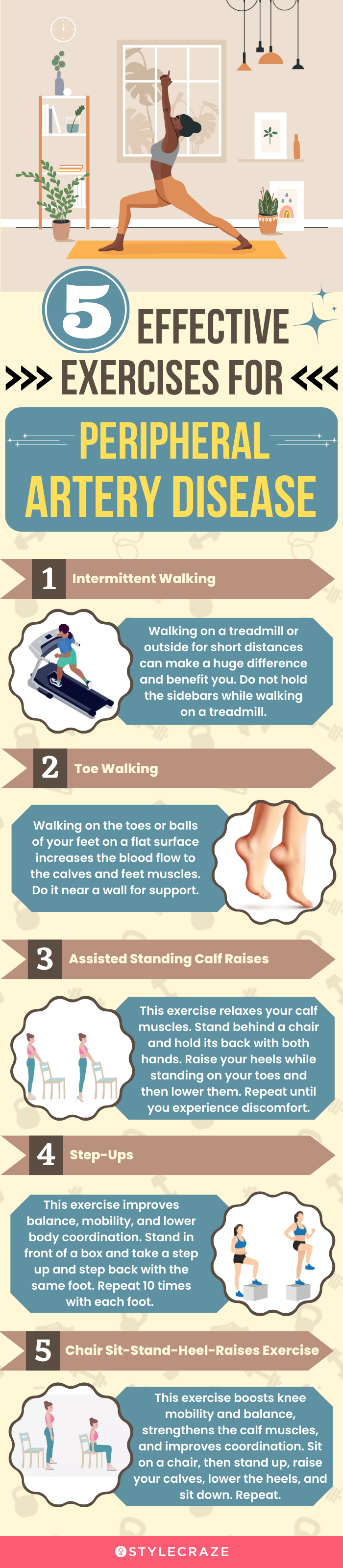 5 effective exercises for peripheral artery disease (infographic)