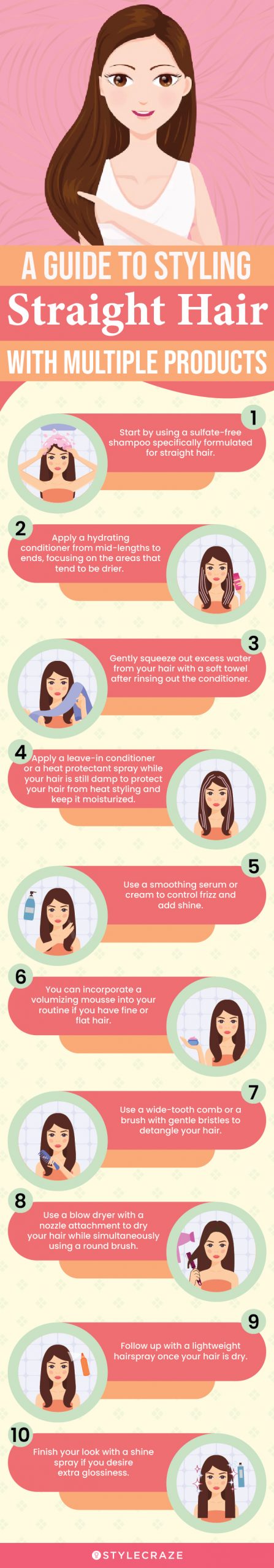 A Guide To Styling Straight Hair With Multiple Products (infographic)