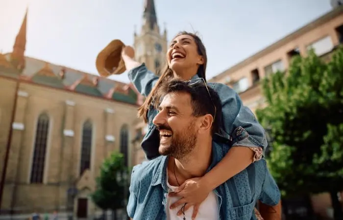 A happy couple on vacation