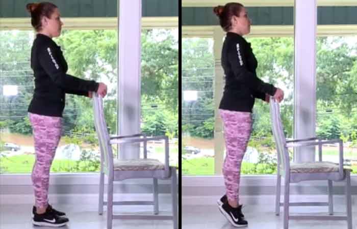 Assisted standing calf raise exercise for peripheral artery disease