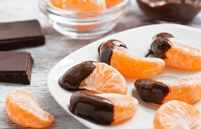 Chocolates dipped in tangerines