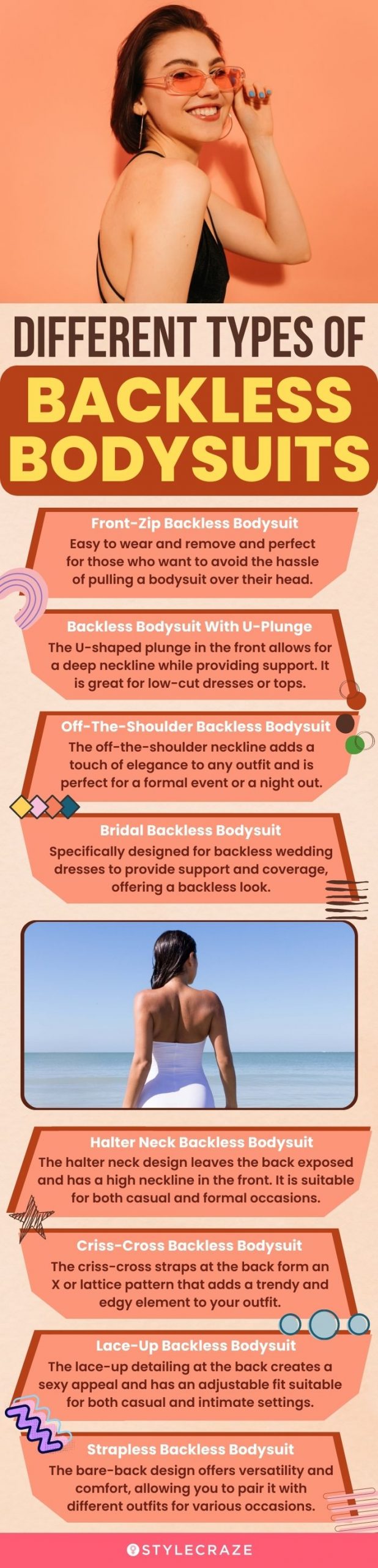 Different Types Of Backless Bodysuits (infographic)