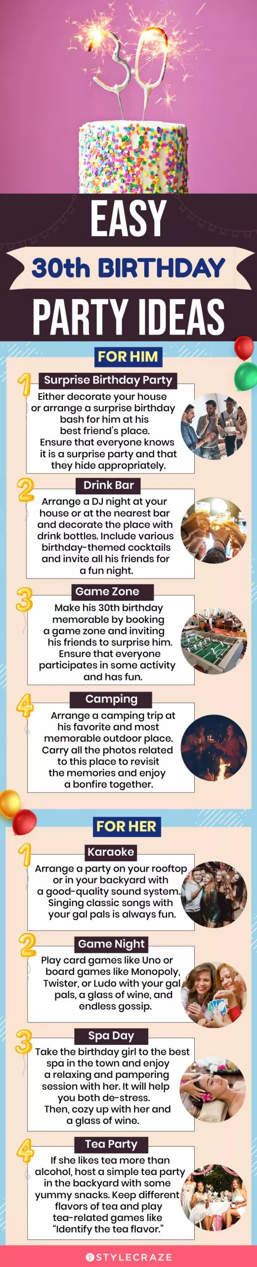 easy 30th birthday party ideas (infographic)