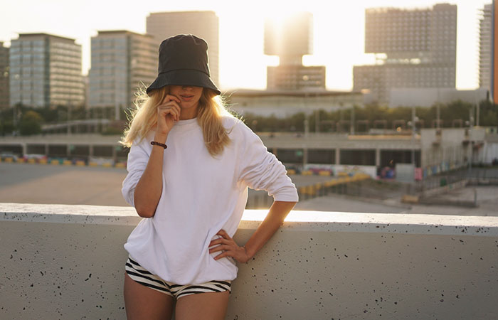 Bucket Hat With Biker Shorts Or Oversized Tops