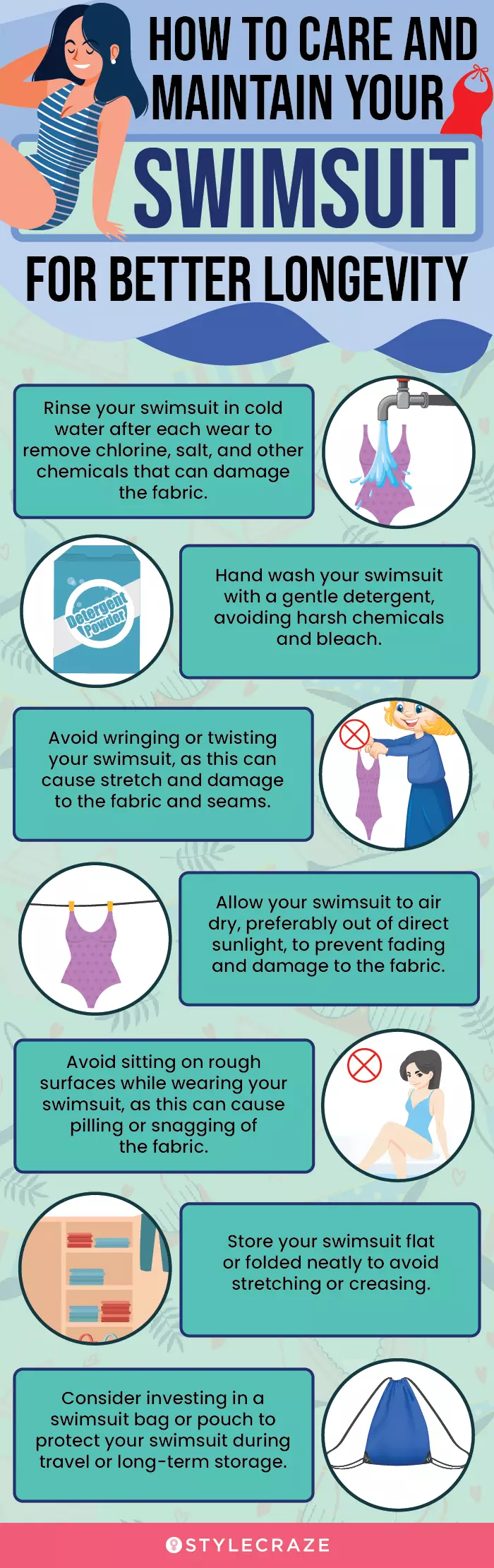 How To Care And Maintain Your Swimsuit For Longevity (infographic)