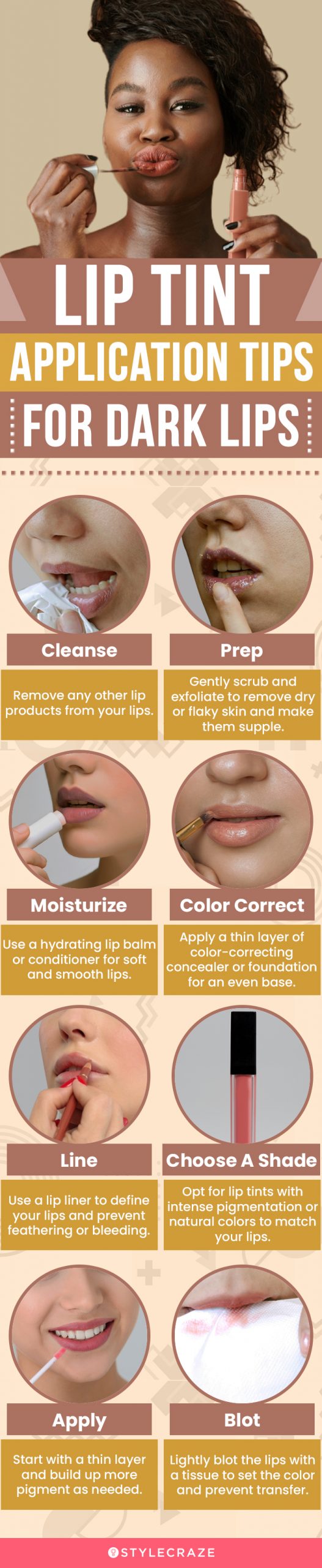 Lip Tints Application Tips For Dark Lips (infographic)