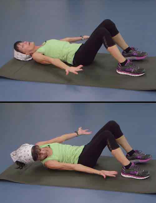 Lying ankle taps core exercise for seniors