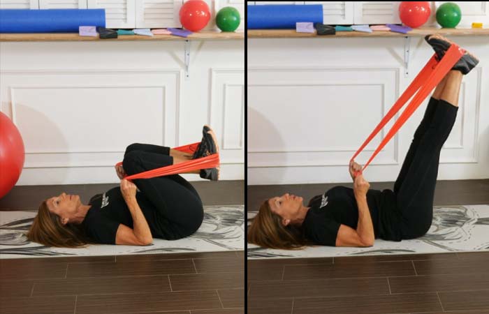 Resistance band leg press exercise for osteoporosis
